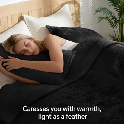 BEDELITE Velvet Quilt Set King Size, Luxury Velvet Comforter Bedding