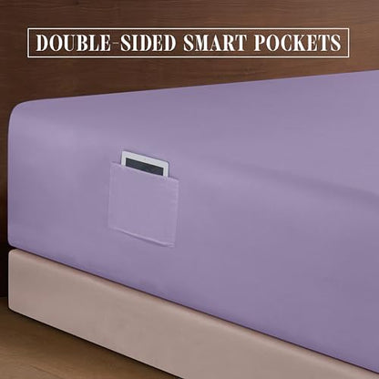 Elegant Comfort 4-Piece Bed Sheet Set - Luxury Bedding 1500 Premium Hotel Quality Microfiber, All Around Elastic 18-24 Inches Deep Fitted Sheet- Extra Deep Pocket Sheets, Twin/Twin XL, Violet
