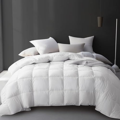 Hotel Grand Oversized Queen Size White Goose Feather Down Fiber Comforter