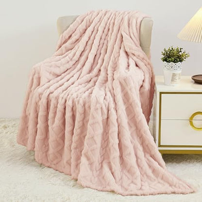 Aganear Fleece Throw Blanket for Bed Couch 90"x90" Pink