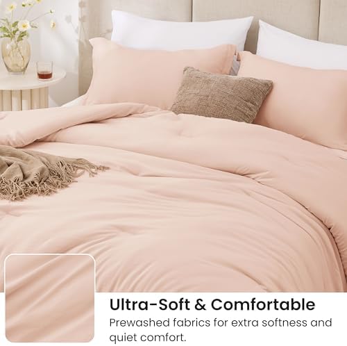 Love's cabin Pink Queen Comforter Set, 3-Piece Prewashed Bed Set