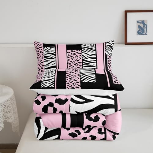 Feelyou Leopard Cheetah Animal Comforter Set King Size Girls Boys Kids
