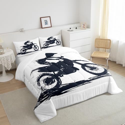 Feelyou Cool Motocross Comforter Set Queen Size Dirt Bike Bedding Set