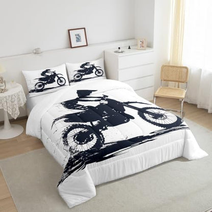 Feelyou Cool Motocross Comforter Set Queen Size Dirt Bike Bedding Set