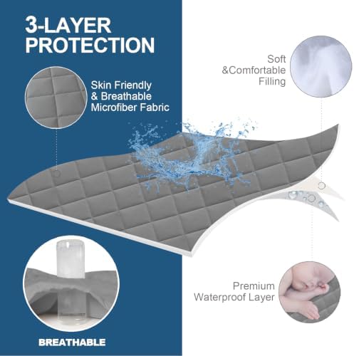 Moonsea Full Mattress Protector, Waterproof Mattress Cover - Gray