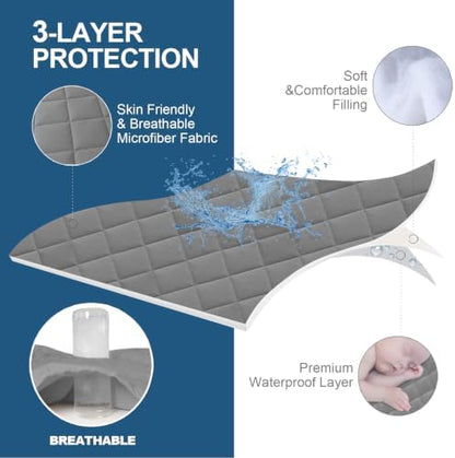 Moonsea Full Mattress Protector, Waterproof Mattress Cover - Gray