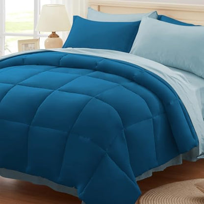 Anluoer Queen Comforter Set 7 Piece, Soft Bed in a Bag Queen Bedding Sets