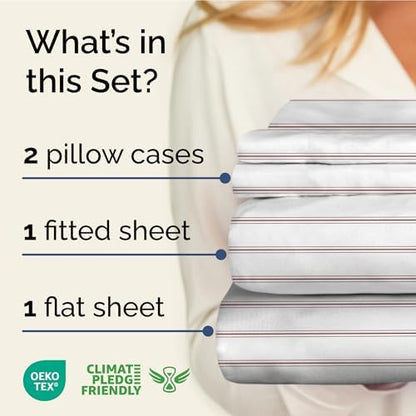 King 4 Piece Striped Sheet Set - Soft, Breathable & Cooling - Double Red
