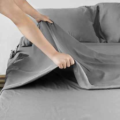 Moonsea Air Mattress King Size Sheets Set, 4 Piece King Bed Set, Grey