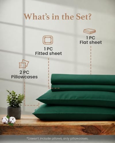 100% Egyptian Cotton Sheets Queen Size,4 Pc,Emerald Green Sheets Queen Set