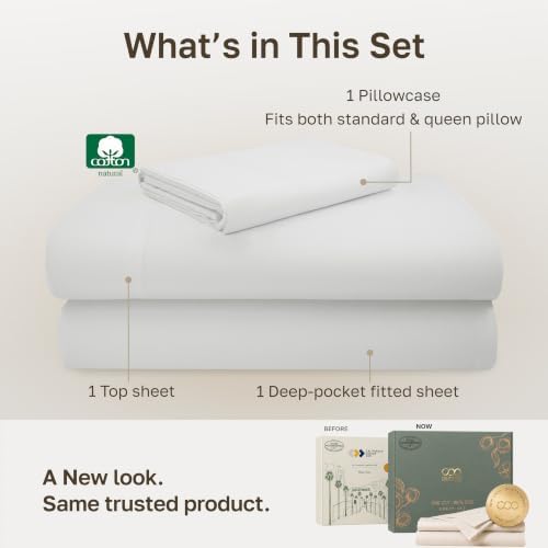 California Design Den 600 Thread Count Twin XL Sheets Cotton, 3 Pc Set