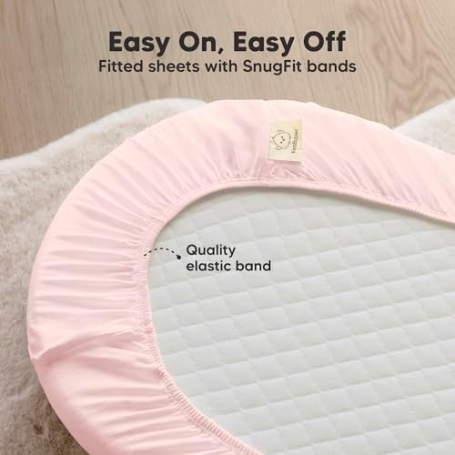 2pk Organic Baby Bassinet Sheets Boys, Girls, Fitted Sheet (Mist Rose)