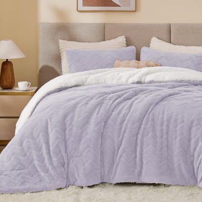 BEDELITE Fluffy Sherpa Twin Comforter Set,Lavender