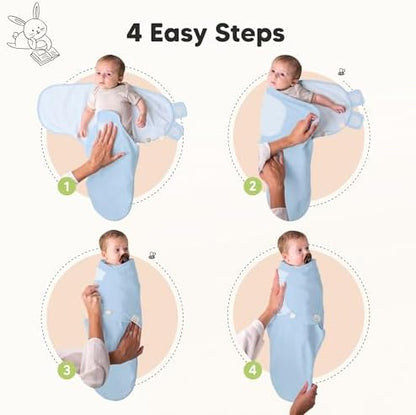 KeaBabies 3-Pack Organic Baby Swaddles for Newborns, ABC Land Cloud, 0-3M
