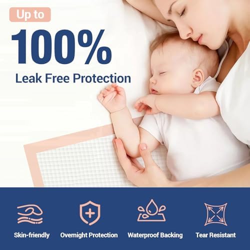 MKISS Tear-Resistant Bed Pads 40" x 40"(40 Count), Disposable Super Absorbent Incontinence Underpads, Extra Large and Thicken Chucks Pads for Adults, Children, Babies, Elderly and Pets