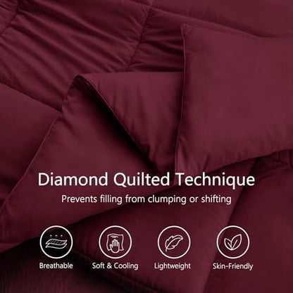 TEXARTIST King Comforter, All Season Down Alternative Burgundy Duvet Insert