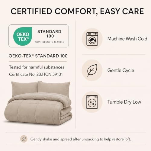 CozyLux King Size Comforter Set Wheat - 7 Pieces Bed in a Bag