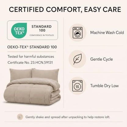 CozyLux King Size Comforter Set Wheat - 7 Pieces Bed in a Bag