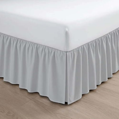 Mattress-Homes Ruffled Bed Skirt Split Corners with Platform, Tailored Fit Wrinkle Free Ultra-Soft Microfiber Dust Ruffle, Full 21" Drop, Light Grey