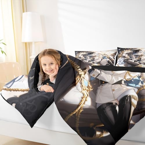 Erosebridal Anime Girl Twin Bedding Set for Kids, Kawaii Japanese Anime Comforter Set Cartoon Girl Duvet Insert for Girls Boys Teens Men Japanese Animation Down Comforter, 1 Pillow Case