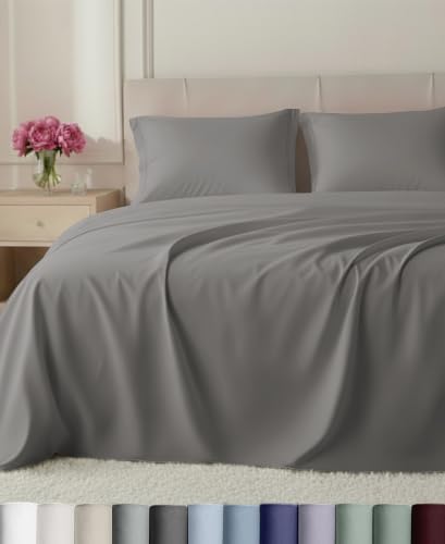 California Design Den 800 Thread Count King Size Sheets Set, Misty Grey