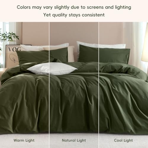 JIYUAN Oversized King Washed Cotton Duvet Cover Set, Relaxed Linen Feel