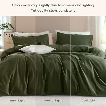 JIYUAN Oversized King Washed Cotton Duvet Cover Set, Relaxed Linen Feel