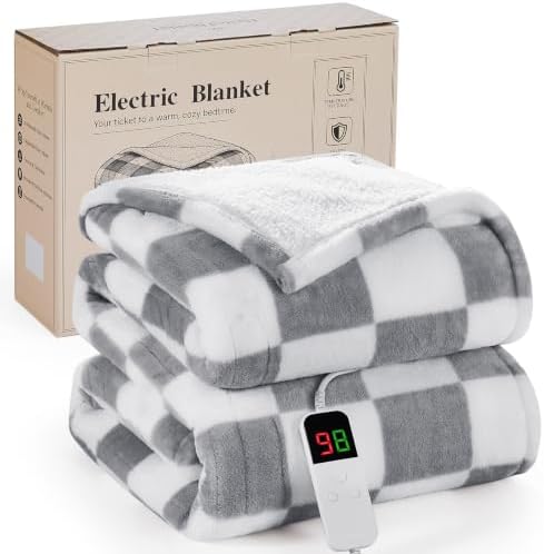 Grey Heated Blanket Electric Full Size 72"X84", Heating Blanket Full