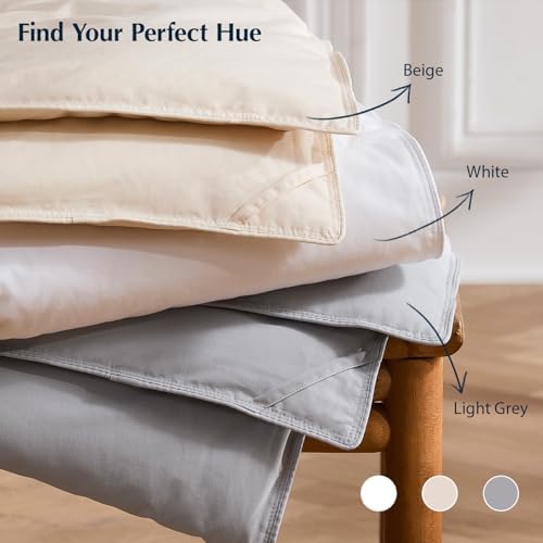Pacific Coast Lightweight Goose Feather Down Fiber Comforters King Size, Summer Duvet Insert, Ultra Soft, Breathable, Hotel Luxury Bedding Comforter with 8 Tabs, White, 106 x 90 inches