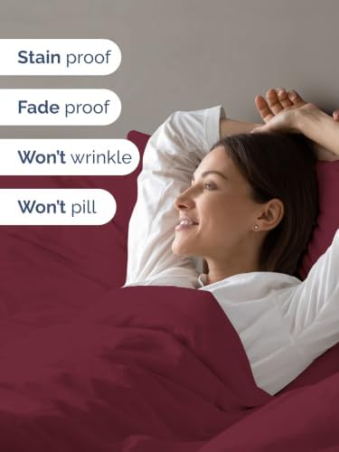 Duvet Cover King Size - Soft 3 Piece with Zipper Closure - Burgundy
