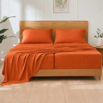 GOKOTTA 5 Pcs Split King Sheets Set - Soft, Breathable & Cozy -Burnt Orange