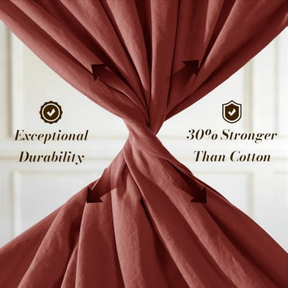 SONORO KATE 100% French Linen King Size Sheets Set,Natural Flax Bedding
