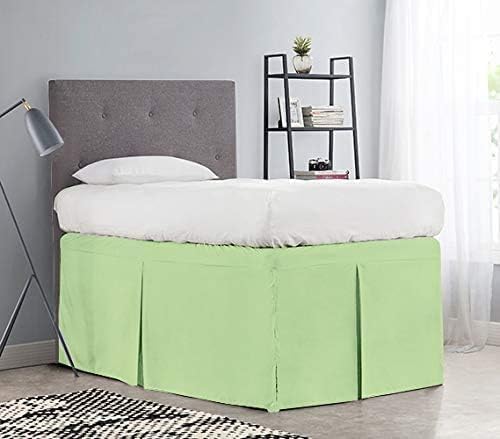 Pleated College Dorm Bed Skirt Luxury Microfiber, Twin XL (39x80) with Split Corners, 21" Long Drop, Hotel-Quality 1800 Ultra-Soft Dust Ruffle, Sage