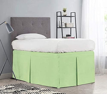 Pleated College Dorm Bed Skirt Luxury Microfiber, Twin XL (39x80) with Split Corners, 21" Long Drop, Hotel-Quality 1800 Ultra-Soft Dust Ruffle, Sage