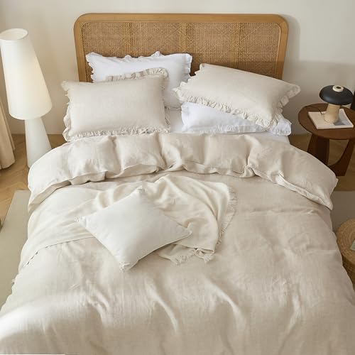 Talasily 100% French Linen Twin Duvet Cover Set, Organic Linen