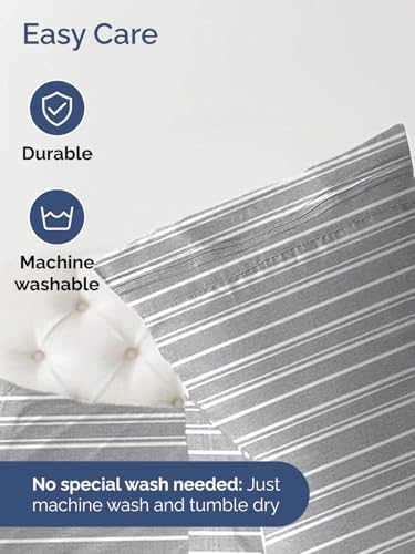 CGK Linens Deep Twin XL Fitted Sheet - Dorm Room Essentials - Grey Stripes