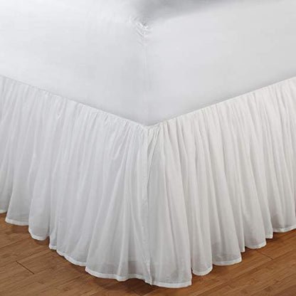 Lightweight Voile Dust Ruffle, White, Queen 15-inch L