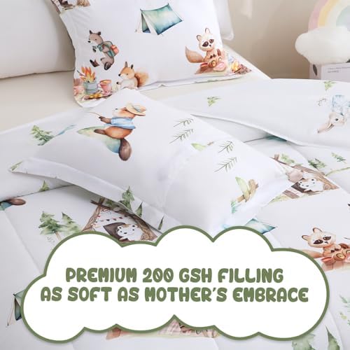Yibeizi Camper Animal Print Comforter Set Twin Woodland Bedding