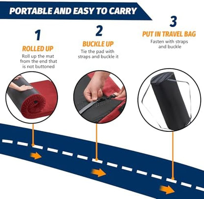 CYMULA Memory Foam Camping Mattress Pad, Sleeping Mat, Portable Roll Up Mattress for Adults, Camping Bed Pads for Sleepover, Car Bed with Travel Bag