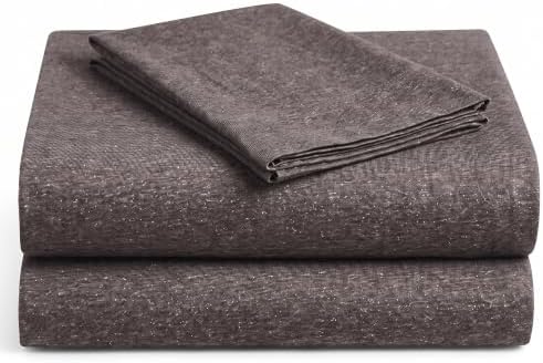 Twin XL Cotton Knit Jersey Sheet Set, 15" Deep Pocket,Heather Grey, 3pc