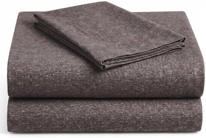 Twin XL Cotton Knit Jersey Sheet Set, 15" Deep Pocket,Heather Grey, 3pc