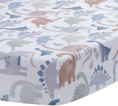 Lambs & Ivy Dino-Might 3-Piece Blue/Gray Dinosaur Nursery Baby Crib Bedding Set