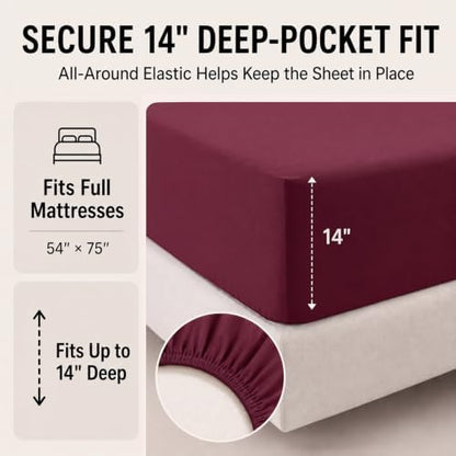 CozyLux Full Size Comforter Sets Burgundy - 7 Pieces Bed in a Bag