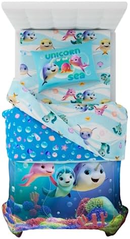 DreamWorks Not Quite Narwhal Kids Bedding Super Soft Comforter and Sheet Set, 4 Piece Twin Size, (Official Licensed Product) by Franco