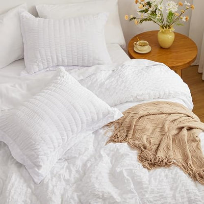 Love's cabin Seersucker White California King Comforter Set