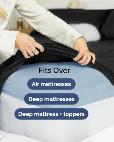 Flex Top Split Head King Sheet Set - 4 Piece Extra Deep Sheets - Black