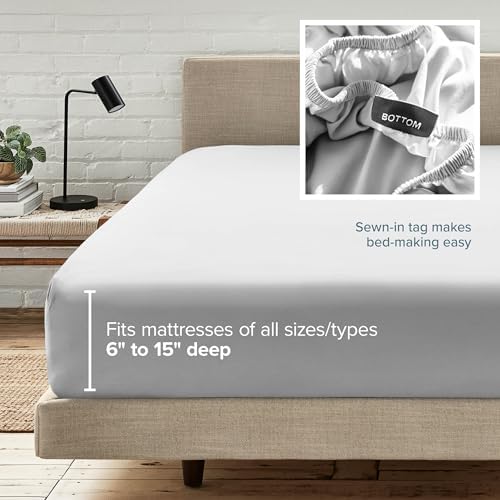 Bare Home King Fitted Sheet - 1800 Ultra-Soft (King, Cloud Grey)