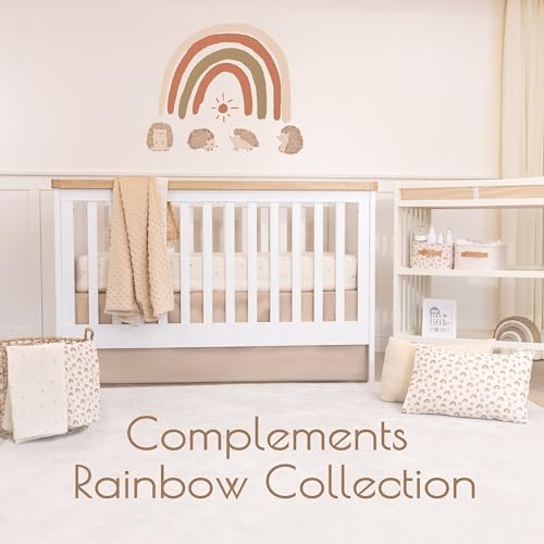Brown Crib Skirt Neutral, Baby Crib Skirt Girl Boy, 52"x28" with 15" Drop Crib Bedskirt, Cotton Bed Skirt, Oeko TEX Certified Cribs Dust Ruffle, Crib's Accessories Boy Girl (Brown Bedskirt)