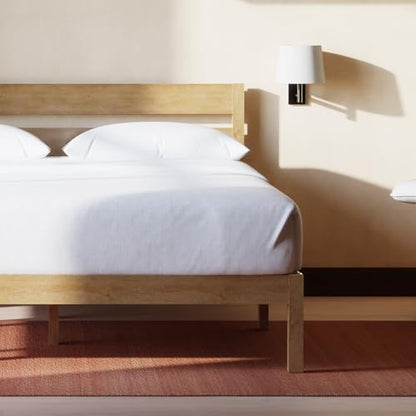 LIFEMENT Classic Wood Platform Bed Frame with Headboard, Essential, Noise Free, Under Bed Storage, No Box Spring Needed, Easy Assembly (Natural, Twin)
