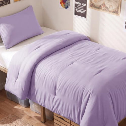 CozyLux Twin Comforter Set, 2 Pieces Down Alternative Bedding, Lavender